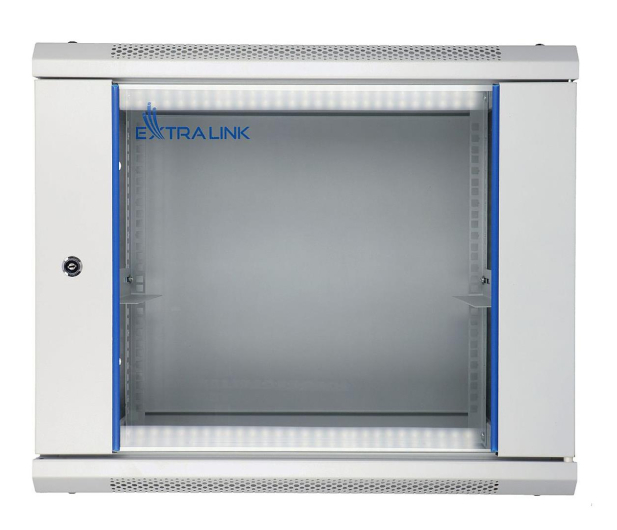 Extralink Szafka wisząca rack 9U 600x450 szara szklane drzwi EX.8574 - 489290 - zdjęcie